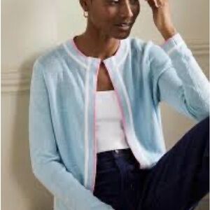 Boden Light Blue Women’s Cardigan with Pink Trim